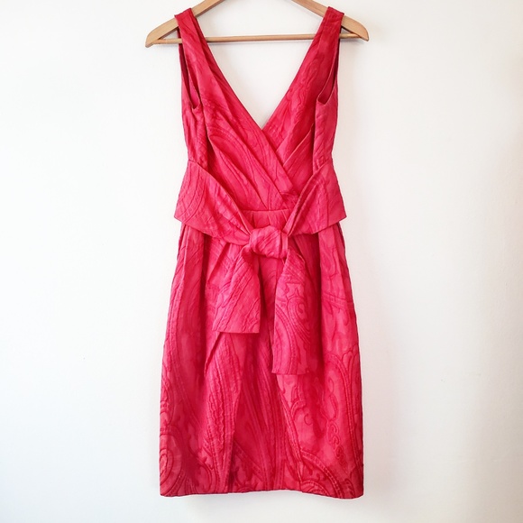 Monique Lhuillier Dresses & Skirts - Monique Lhuillier Red Bow Brocade Dress